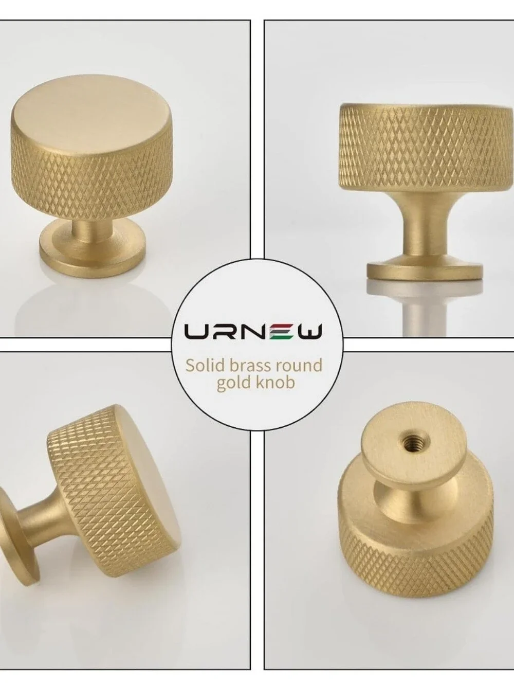 Urnew Brand 5 Pack Solid Brushed Brass 1.1
